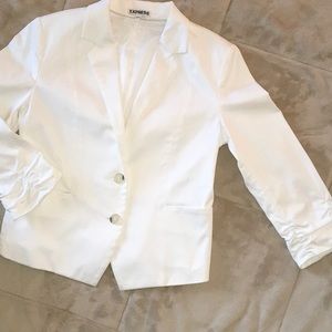 Express white blazer 3/4 ruched sleeve